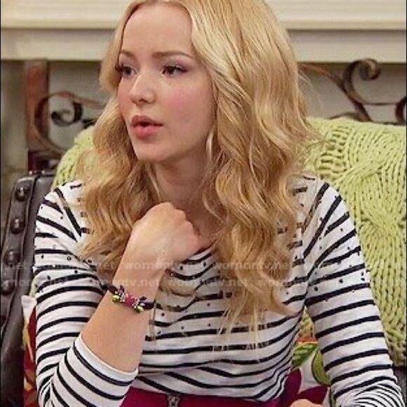 J.‎ Crew Top XS Embellished Striped Shirt Crystals Scoop Neck Cotton Blue White - Picture 6 of 6